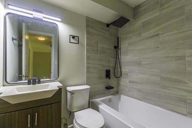 full bath with vanity, toilet, and shower / tub combination