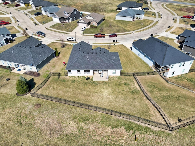 aerial view with a residential view