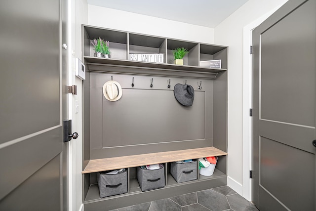 mudroom with tile patterned floors