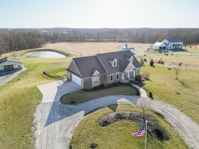 drone / aerial view with a rural view