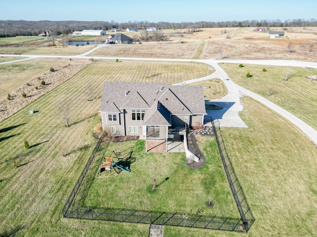 drone / aerial view with a rural view