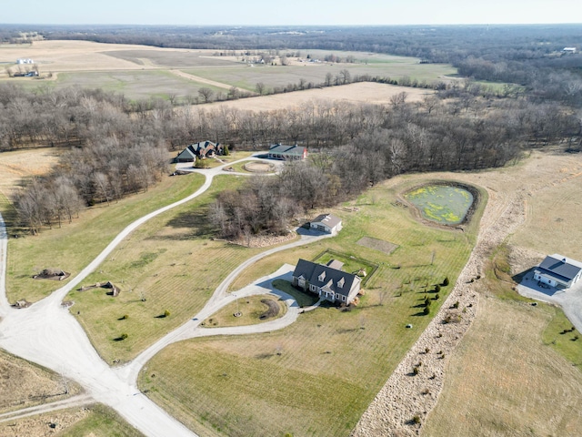 bird's eye view with a rural view