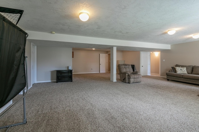 4612 Manhasset Dr, Columbia, MO 65203 - living area featuring carpet floors, a textured ceiling, and baseboards
