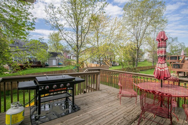 4612 Manhasset Dr, Columbia, MO 65203 - deck featuring area for grilling and a fenced backyard