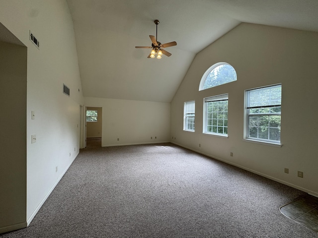 6112 E Forsee Rd, Ashland, MO 65010 - bonus room featuring high vaulted ceiling, a ceiling fan, carpet, and baseboards