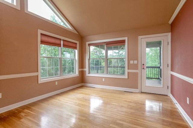 606 Billy Joe Sapp Dr, Ashland, MO 65010 - unfurnished room with light wood-style floors, lofted ceiling, and baseboards