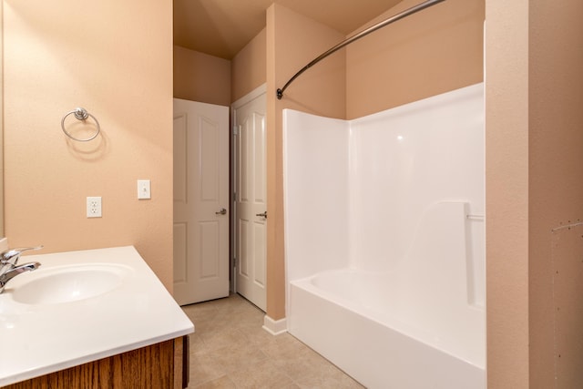 606 Billy Joe Sapp Dr, Ashland, MO 65010 - bathroom featuring washtub / shower combination, vanity, and tile patterned flooring