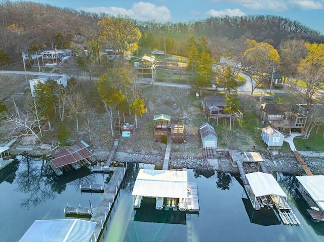 28489 Possum Trot Rd, Stover, MO 65078 - drone / aerial view featuring a water view and a view of trees