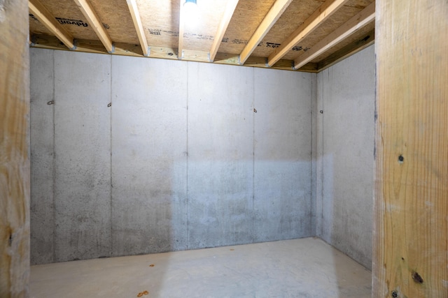 view of unfinished below grade area