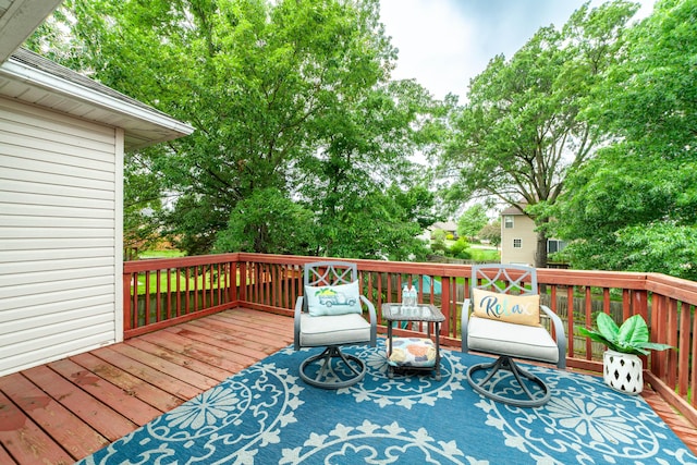 5003 Chesapeake Ln, Columbia, MO 65202 - wooden terrace featuring view of wooded area