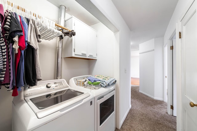 509 S Bus-54, Fulton, MO 65251 - washroom with washer and clothes dryer, light colored carpet, and cabinet space