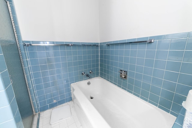 509 S Bus-54, Fulton, MO 65251 - full bath with tile walls, tile patterned flooring, a garden tub, and wainscoting