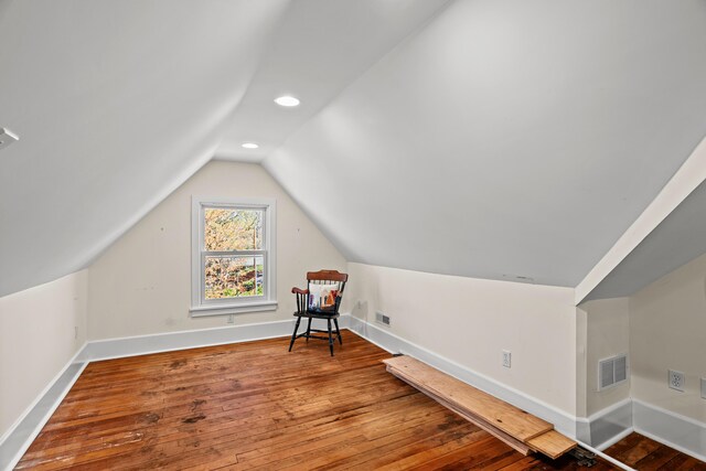 608 Westmount Ave, Columbia, MO 65203 - bonus room featuring hardwood / wood-style floors, lofted ceiling, baseboards, and recessed lighting