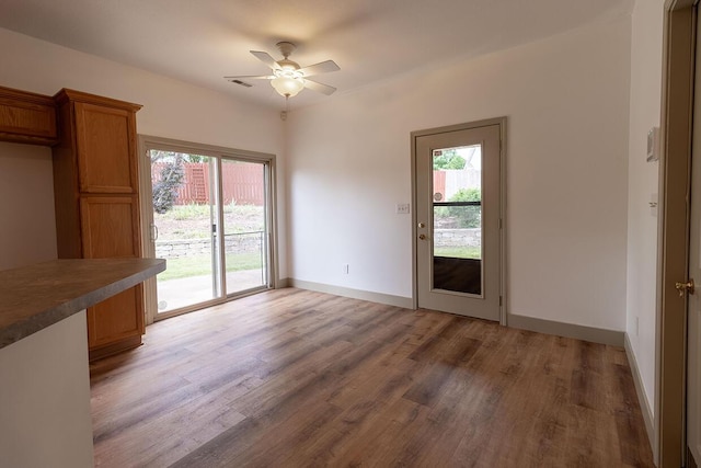 4204 Fourwinds Dr, Columbia, MO 65202 - unfurnished dining area featuring healthy amount of natural light, light wood-style flooring, and ceiling fan