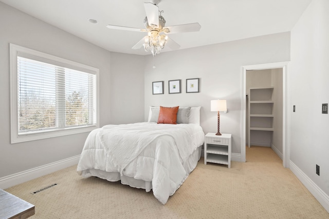 3207 Rivington Dr, Columbia, MO 65203 - bedroom with light colored carpet, baseboards, and ceiling fan