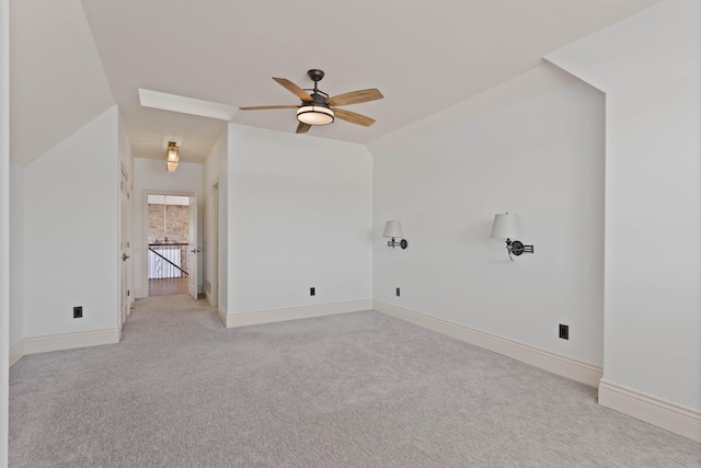 3207 Rivington Dr, Columbia, MO 65203 - bonus room featuring a ceiling fan, light carpet, and baseboards