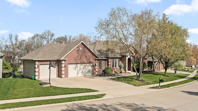 5109 Newbury Way, Columbia, MO 65203 - view of front facade featuring an attached garage, driveway, a front lawn, and brick siding