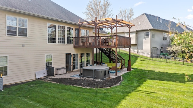 5109 Newbury Way, Columbia, MO 65203 - back of property with a pergola, a lawn, stairs, a wooden deck, and fence private yard