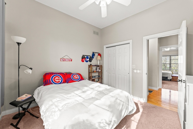 5109 Newbury Way, Columbia, MO 65203 - bedroom featuring a closet, baseboards, carpet, and visible vents