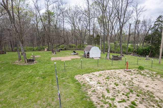 view of yard with an outbuilding and a storage unit