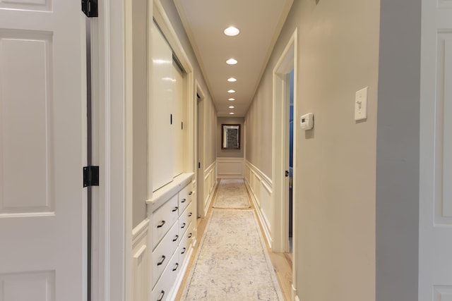 30 Holman Rd, Moberly, MO 65270 - hall with recessed lighting, a decorative wall, and a wainscoted wall