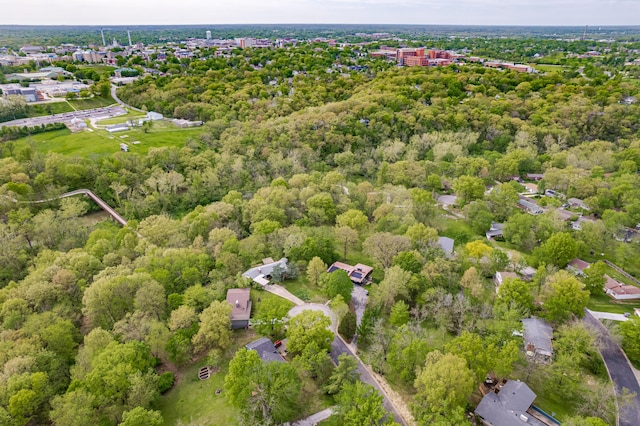 aerial view of a heavily wooded area