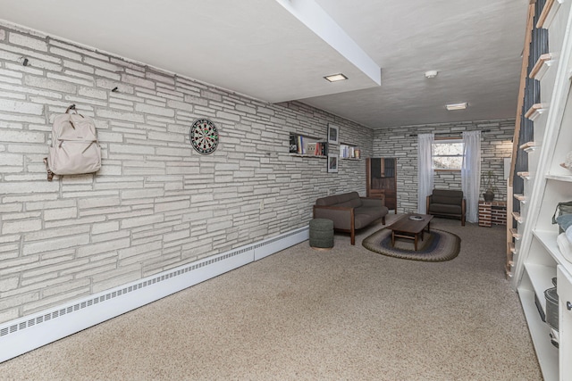 living area with a baseboard radiator