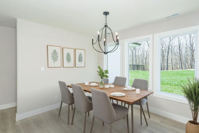 709 Sagemoor Dr, Columbia, MO 65201 - dining room with baseboards, visible vents, an inviting chandelier, and a healthy amount of sunlight