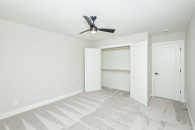 709 Sagemoor Dr, Columbia, MO 65201 - unfurnished bedroom featuring baseboards, a closet, a ceiling fan, and light colored carpet