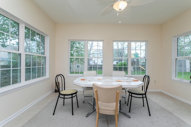 3701 Churchill Dr, Columbia, MO 65201 - dining room featuring baseboards and ceiling fan