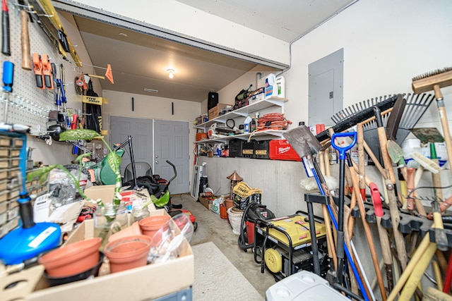 garage with electric panel