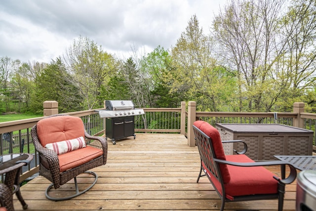 deck with a grill