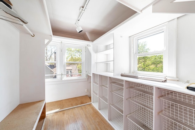 walk in closet featuring light wood finished floors
