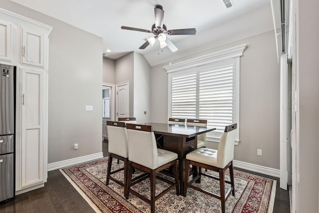 4210 Granite Springs Dr, Columbia, MO 65203 - dining area with ceiling fan, dark wood-type flooring, and recessed lighting