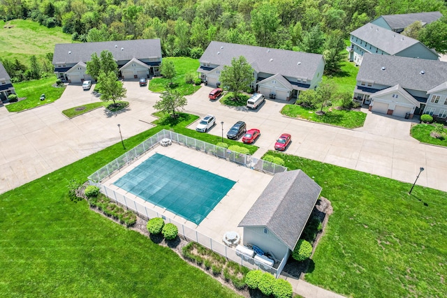 drone / aerial view with a residential view