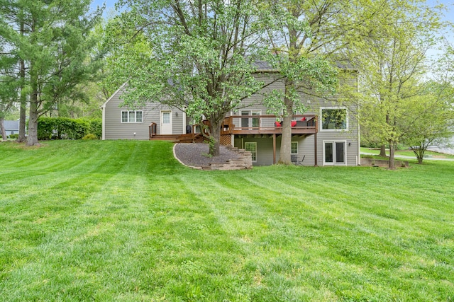 view of yard with a deck
