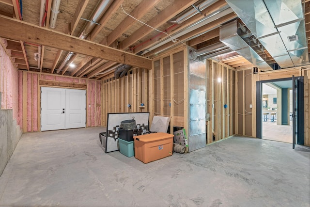 view of unfinished basement