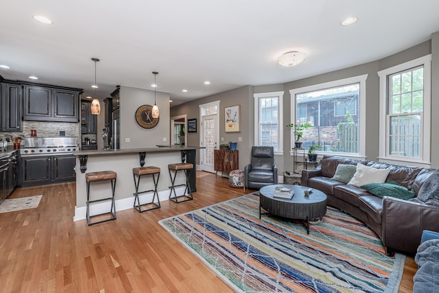 403 Westmount Ave, Columbia, MO 65203 - living area featuring light wood-style floors, recessed lighting, and baseboards