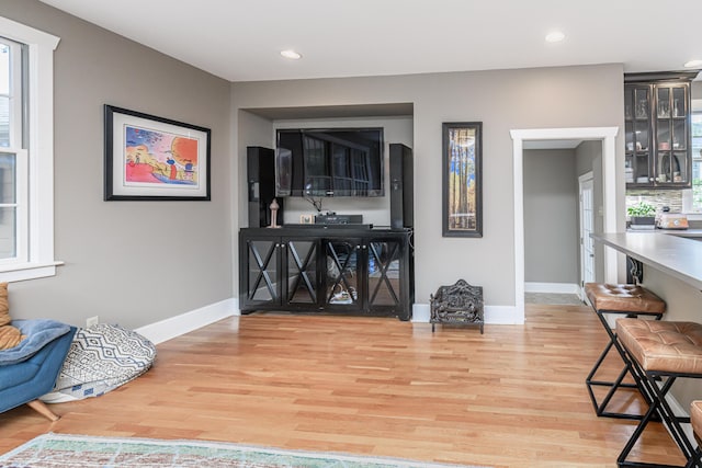 403 Westmount Ave, Columbia, MO 65203 - living room with baseboards, light wood finished floors, and recessed lighting