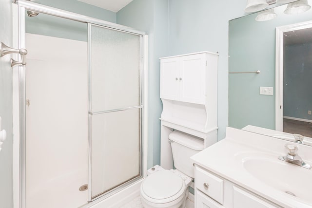 4983 N Montgomery Dr, Columbia, MO 65202 - bathroom with a stall shower, toilet, and vanity