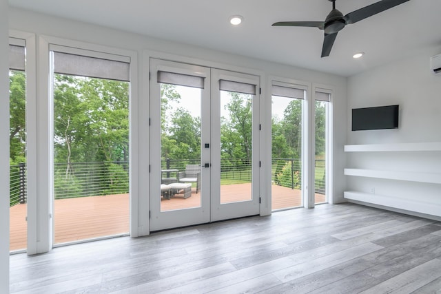 424 Angels Rest Way, Columbia, MO 65203 - entryway featuring ceiling fan, recessed lighting, wood finished floors, and french doors