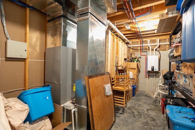 unfinished below grade area with water heater