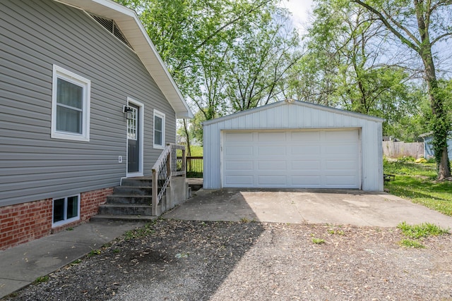 view of detached garage