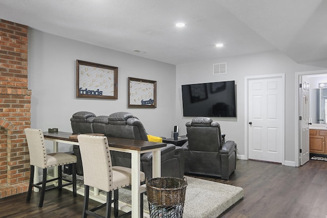 7751 W Old Barclay Creek Ln, Columbia, MO 65202 - dining area with dark wood-style floors, recessed lighting, and baseboards