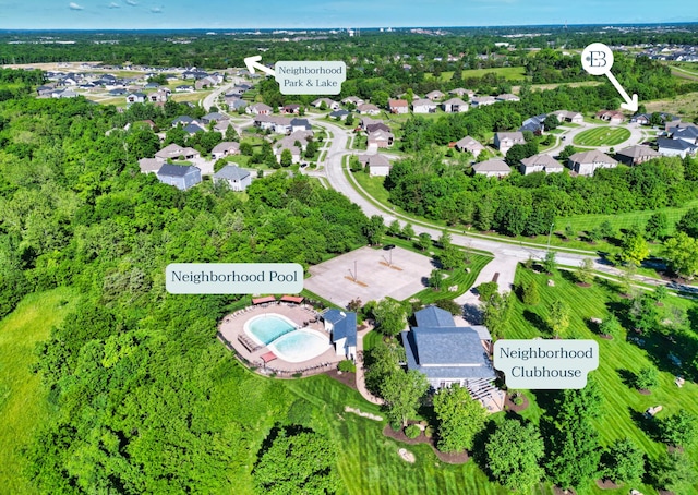 1600 Andretti Cir, Columbia, MO 65201 - aerial view of property's location featuring a pool area and nearby suburban area