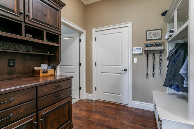 6507 Crooked Switch Ct, Columbia, MO 65201 - mudroom featuring dark wood-type flooring and baseboards