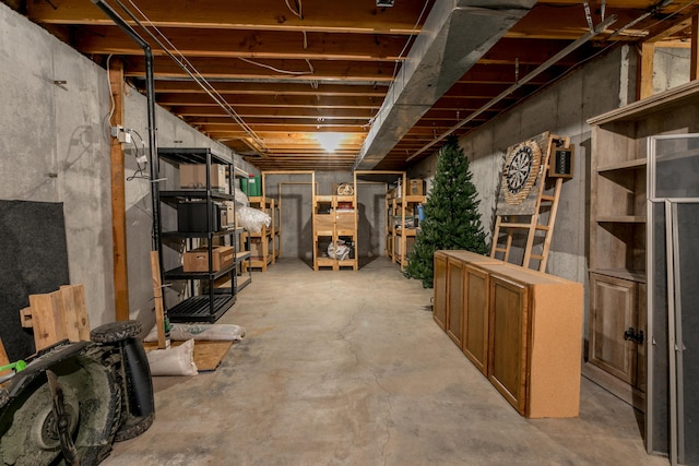 view of unfinished basement