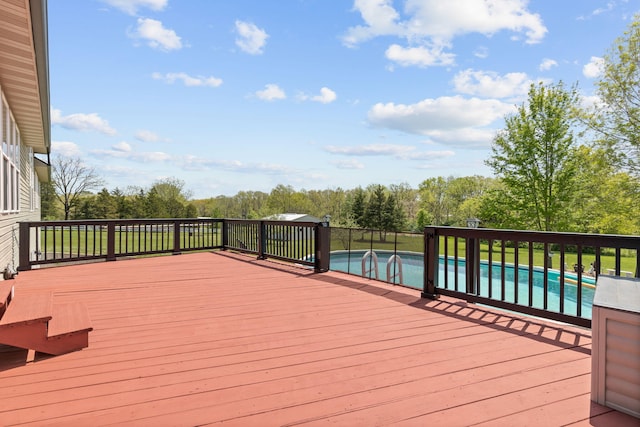 deck with an outdoor pool