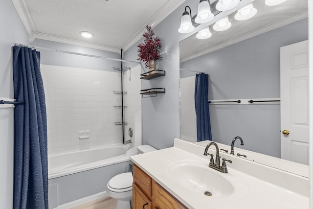 5650 N Autumn Dr, Columbia, MO 65202 - full bath featuring vanity, toilet, ornamental molding, and shower / tub combo