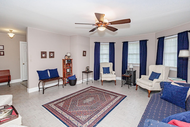 3005 Meghann Dr, Columbia, MO 65203 - living area with a ceiling fan and baseboards